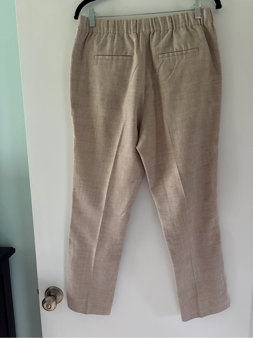 J Crew Size 8T/8 Tall Tan Linen Blend Easy Stretch Pants Elastic Waist - Picture 6 of 11